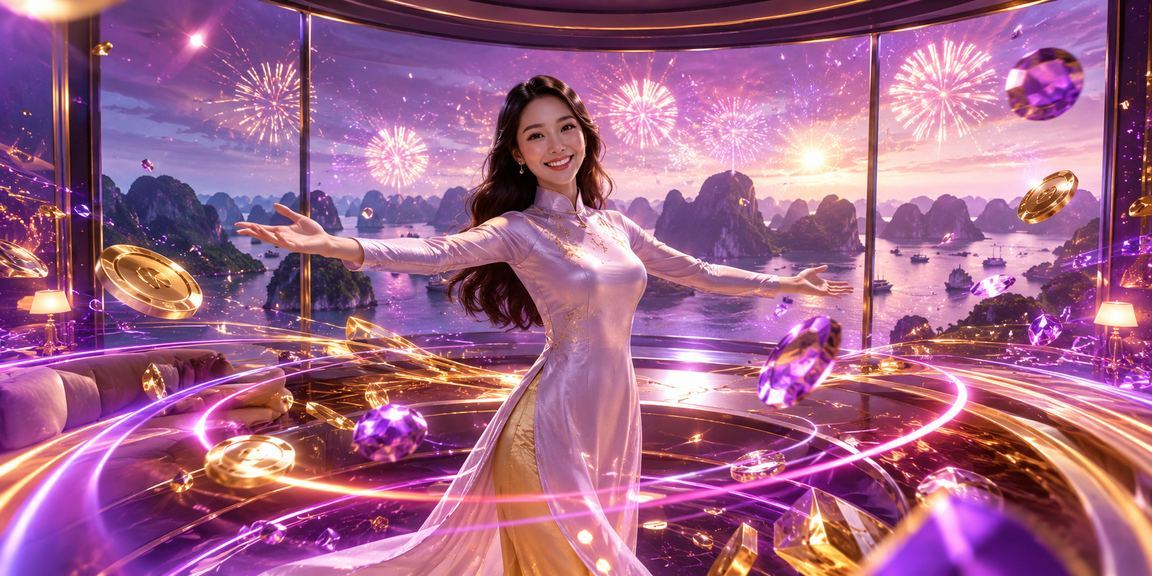 Người chơi trải nghiệm casino trực tuyến trên vịnh Hạ Long với trang phục áo dài