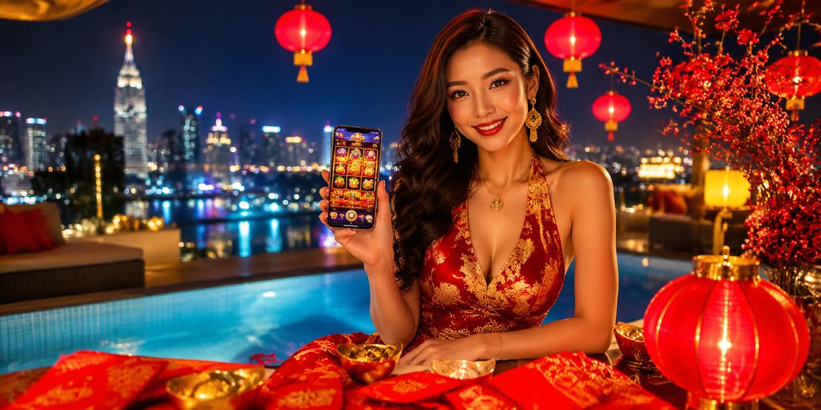 Người chơi slot game với đèn lồng trang trí tại Hồ Chí Minh